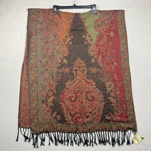 NWT Rapti Fashion Pashmina Silk Blend Scarf Shawl Kani Weave Paisley Tassels